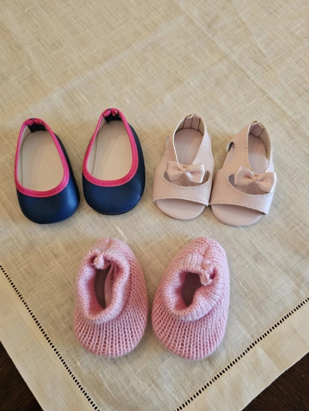 Lot of 3 American Girl Bitty Baby Shoes - Pink Blue